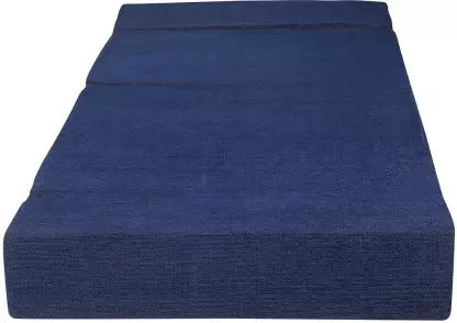 Solis Primus-comfort for all 3X6 size for 1 Person- Chenille Fabric Washable Cover Blue 1 Seater Single Foam Fold Out Sofa Cum Bed (Finish Color - Dot Blue Delivery Condition - Pre-assembled)