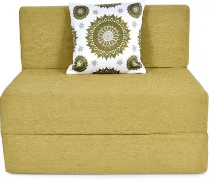 Solis Primus-comfort for all 1 Seater Single Foam Fold Out Sofa Cum Bed with 1 Cushion(Light Multi Flower) (Finish Color - Moshi Mehndi Delivery Condition - Pre-assembled)