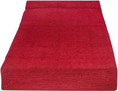 Solis Primus-comfort for all 3X6 size for 1 Person- Chenille Fabric Washable Cover Maroon 1 Seater Single Foam Fold Out Sofa Cum Bed (Finish Color - Maroon Delivery Condition - Pre-assembled)