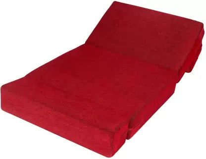 Solis Primus-comfort for all 3X6 size for 1 Person- Chenille Fabric Washable Cover 1 Seater Single Foam Fold Out Sofa Cum Bed (Finish Color - Dot Maroon Delivery Condition - Pre-assembled)