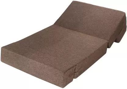 Solis Primus-comfort for all 3X6 size for 1 Person- Jute Fabric Washable Cover 1 Seater Single Foam Fold Out Sofa Cum Bed (Finish Color - Brown Delivery Condition - Pre-assembled)