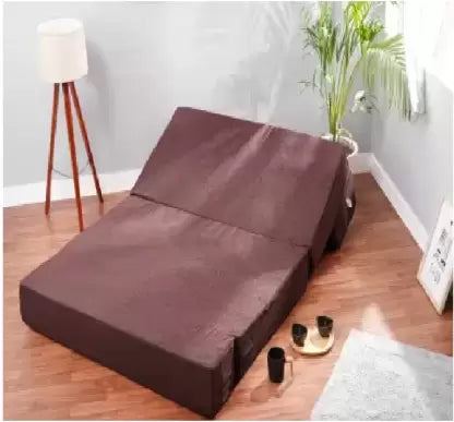 SOLISPRIMUS-COMFORT FOR ALL 3X6 Molfino Fabric with 1 Cushion(Multi Leaf) Coffee Brown 1 Seater Single Fold Out Sofa Cum Bed (Finish Color - Coffee Brown Delivery Condition - Pre-assembled)