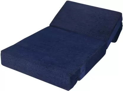 Solis Primus-comfort for all 3X6 size for 1 Person- Chenille Fabric Washable Cover Blue 1 Seater Single Foam Fold Out Sofa Cum Bed (Finish Color - Dot Blue Delivery Condition - Pre-assembled)