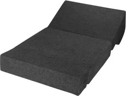 Solis Primus-comfort for all 3X6 size for 1 Person- Jute Fabric Washable Cover with 1 Cushion- Dark Grey 1 Seater Single Foam Fold Out Sofa Cum Bed (Finish Color - Dark Grey Delivery Condition - Pre-assembled)