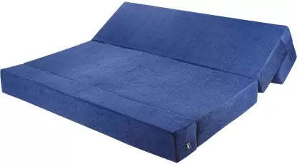 Solis Primus-comfort for all 4X6 size for 2 Person- Moshi Fabric Washable Cover Blue. 2 Seater Double Fold Out Sofa Cum Bed (Finish Color - Blue Delivery Condition - DIY(Do-It-Yourself))