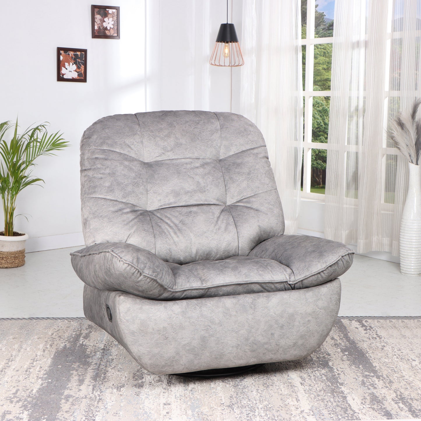 Solis Royale- The Desired Comfort Swiss Grey Recliner Rocking and Revolving Chair