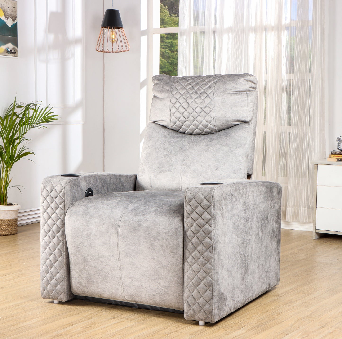 Solis Royale- The Desired Comfort Thonis Grey Recliner Chair Motorized Recliner