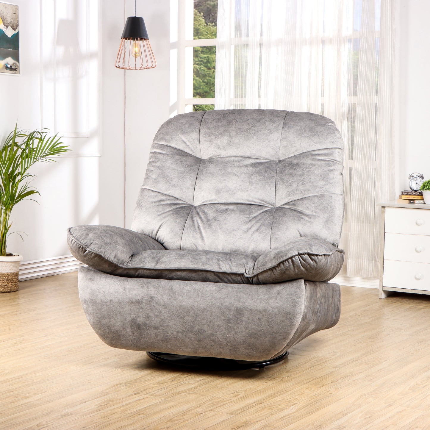 Solis Royale- The Desired Comfort Swiss Grey Recliner Rocking and Revolving Chair