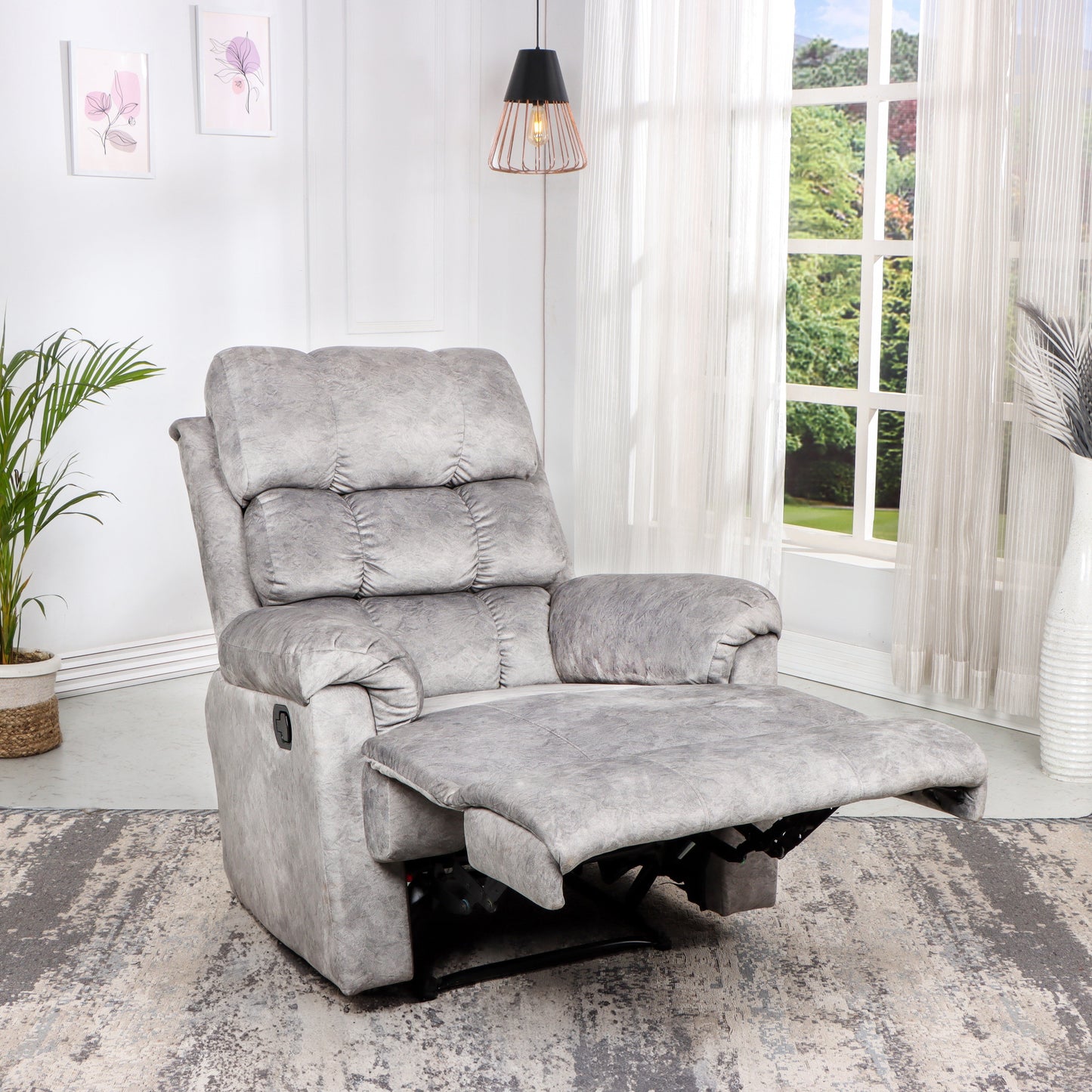 SOLIS ROYALE- The Desired Comfort Fabric Manual Recliner  (Finish Color - Puff Grey, DIY(Do-It-Yourself))