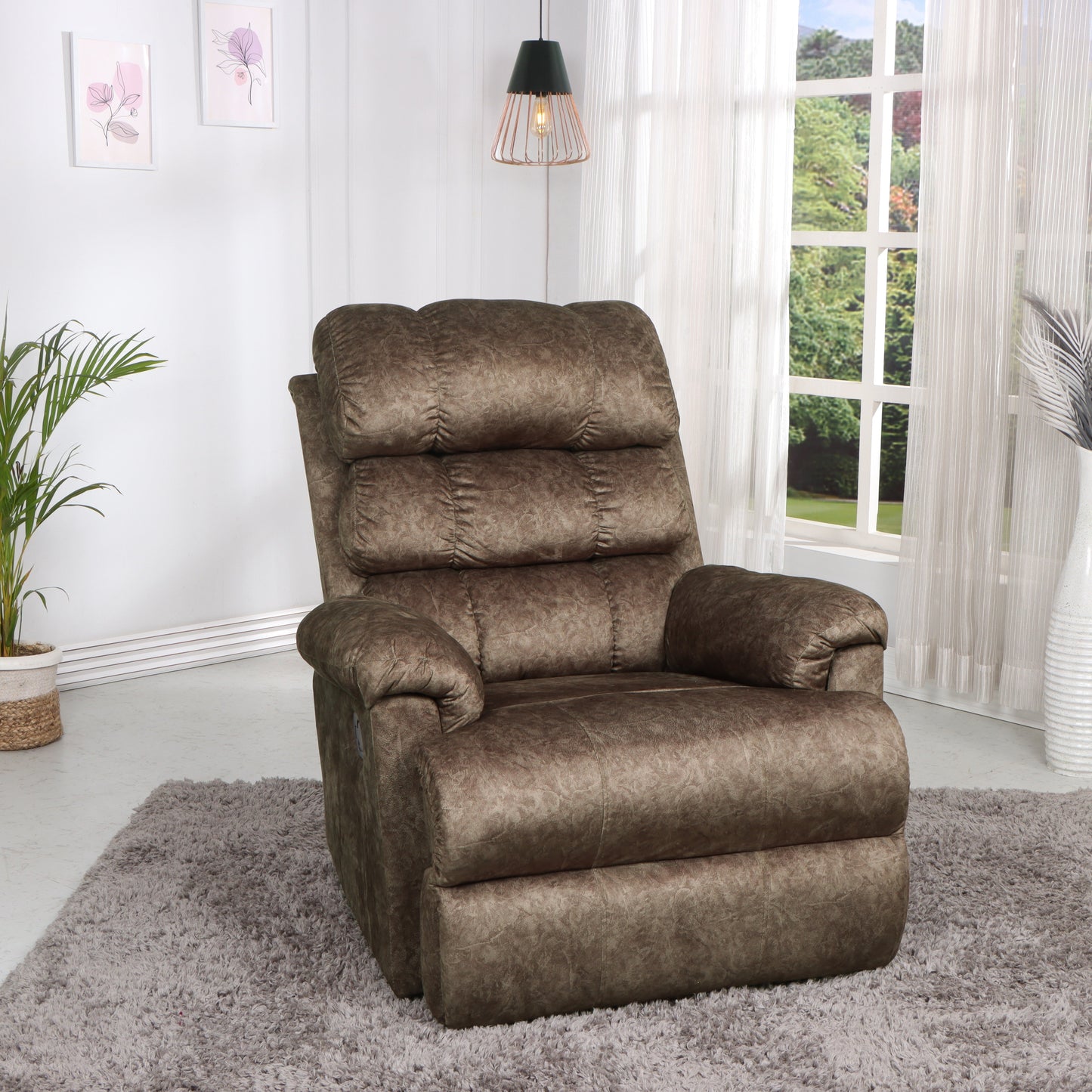 Solis Royale- The Desired Comfort Fabric Manual Puff Recliner (Finish Color - Puff Brown, DIY(Do-It-Yourself))…