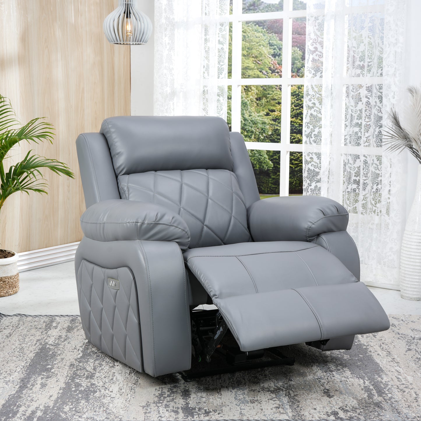 Recliner Sofa Chair | 1 Seater | 3 Year Warranty | Recliner Chair | 1 Seater Sofa Chair | Relaxyard Motorized Recliner (Leatherette, Grey DIY)