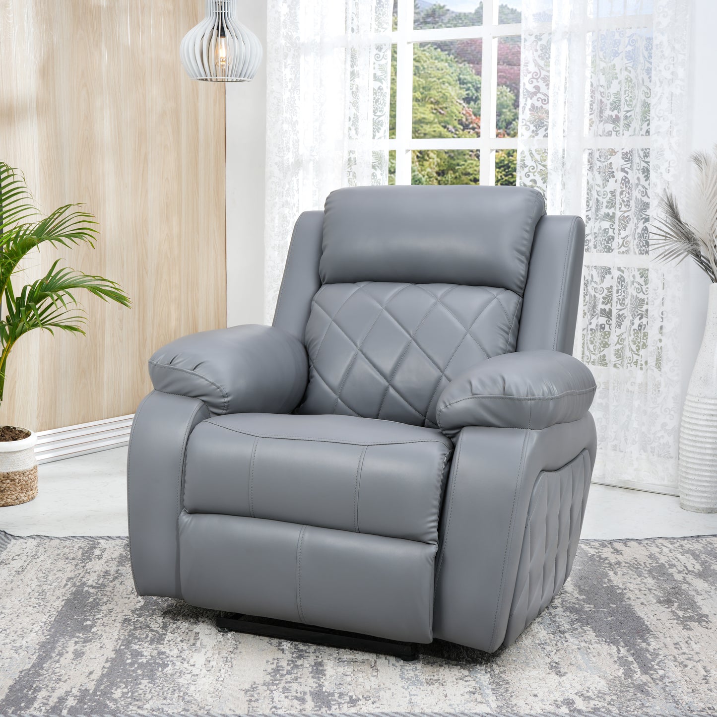 Recliner Sofa Chair | 1 Seater | 3 Year Warranty | Recliner Chair | 1 Seater Sofa Chair | Relaxyard Motorized Recliner (Leatherette, Grey DIY)