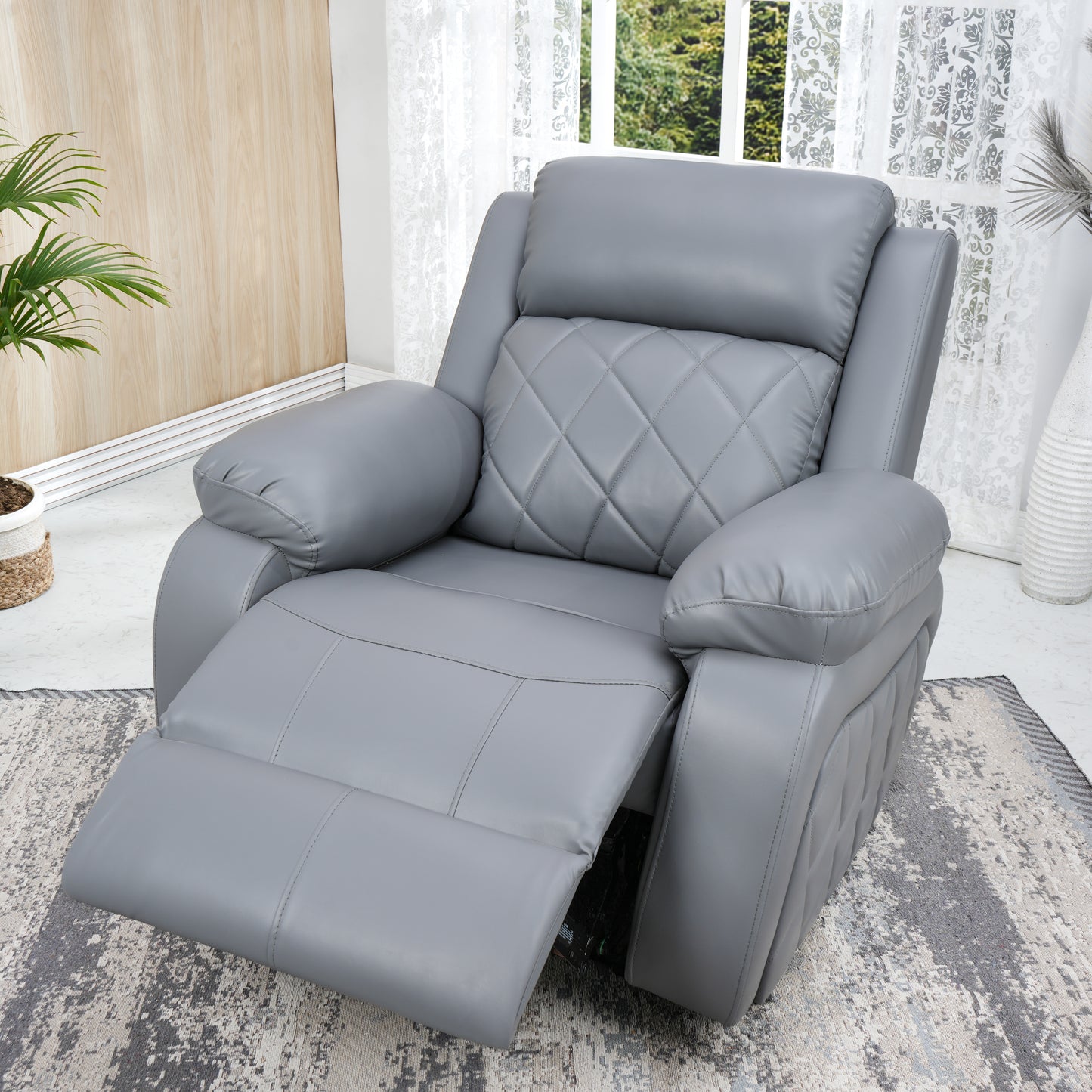 Recliner Sofa Chair | 1 Seater | 3 Year Warranty | Recliner Chair | 1 Seater Sofa Chair | Relaxyard Motorized Recliner (Leatherette, Grey DIY)