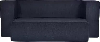 Solis Primus-comfort for all 72x44x14 inches- Blue Moshi Fabric with 3 ZigZag 3 Seater Double Foam Fold Out Sofa Cum Bed (Finish Color - BLACK Delivery Condition - Pre-assembled)