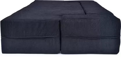 Solis Primus-comfort for all 72x44x14 inches- Blue Moshi Fabric with 3 ZigZag 3 Seater Double Foam Fold Out Sofa Cum Bed (Finish Color - BLACK Delivery Condition - Pre-assembled)