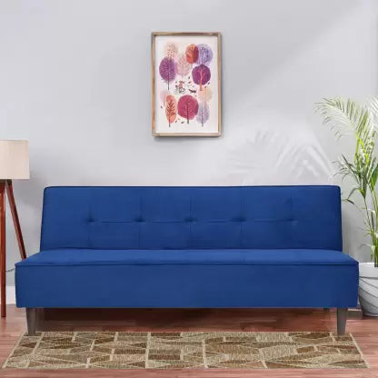 Solis Primus-comfort for all fully Upholstered 3 Seater Double Foam Fold Out Sofa Cum Bed - Blue Color