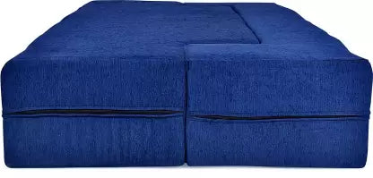 Solis Primus-comfort for all 72x44x14 inches- Blue Moshi Fabric with 3 ZigZag 3 Seater Double Foam Fold Out Sofa Cum Bed (Finish Color - BLUE Delivery Condition - Pre-assembled)