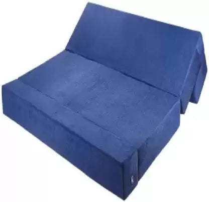 Solis Primus-comfort for all 3 Seater Double Foam Fold Out Sofa Cum Bed (Finish Color - Chenille Navy Blue with 3 Multi Square Cushion Delivery Condition - Pre-assembled)