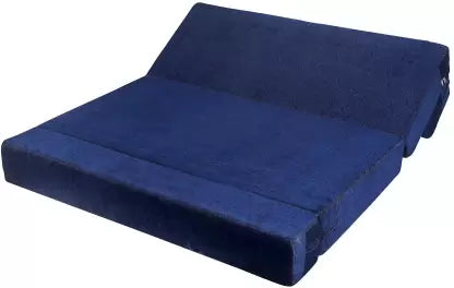 Solis Primus-comfort for all for 3 Person- Chenille Fabric Washable Cover with 3 Cushion (MULTI SQR)- Blue 3 Seater Double Foam Fold Out Sofa Cum Bed (Finish Color - Dot Blue Delivery Condition - Pre-assembled)