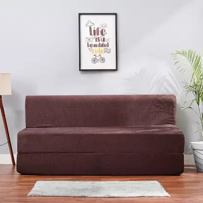 Solis Primus-comfort for all 5X6 size for 3 Person- Chenille Fabric Cover Coffee Brown 3 Seater Double Foam Fold Out Sofa Cum Bed (Finish Color - Chenille Fabric - Coffee Brown Delivery Condition - Pre-assembled)