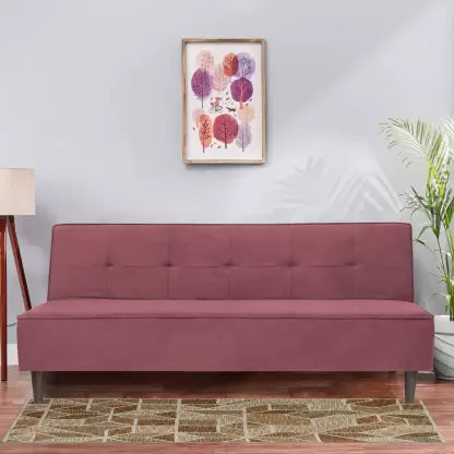 Solis Primus-comfort for all Fully Upholstered 3 Seater Double Foam Fold Out Sofa Cum Bed - Dark Pink Color