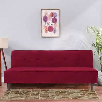 Solis Primus-comfort for all Fully Upholstered 3 Seater Double Foam Fold Out Sofa Cum Bed - Maroon Color